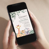 男の赤ちゃんサファリ動物の赤ちゃんシャワー 招待状