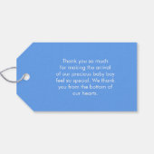 男の赤ちゃんサンキューキュートブルー生まれたばかりの足跡 ギフトタグ (裏面横)