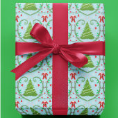 男の赤ちゃんサンタ衣装クリスマスツリーパターン ラッピングペーパー