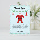 男の赤ちゃんサンタ衣装ベビーシャワー サンキューカード (スタンド正面)