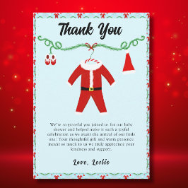 男の赤ちゃんサンタ衣装ベビーシャワー サンキューカード