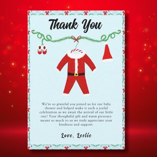 男の赤ちゃんサンタ衣装ベビーシャワー サンキューカード