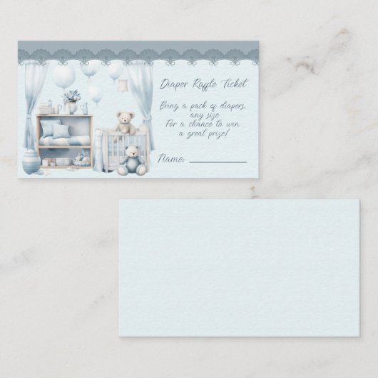 男の赤ちゃんシャワーおむつラッフルへようこそ エンクロージャーカード (正面/裏面)