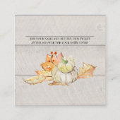 男の赤ちゃんシャワーおむつラッフルホワイトパンプキ葉ン スクエア名刺 (裏面)