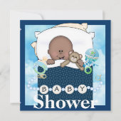 男の赤ちゃんシャワーアフリカ系アメリカン招待状 招待状 (正面)