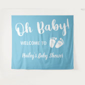 男の赤ちゃんシャワーウェルカムブルー タペストリー (正面(横))