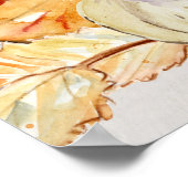 男の赤ちゃんシャワーウェルカム秋パンプキンサンフラワーアート ポスター (角)