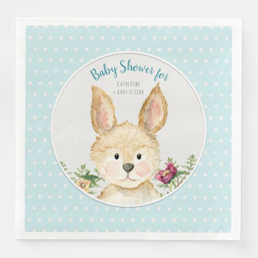 男の赤ちゃんシャワーウッドランド動物シダウサギ (正面)