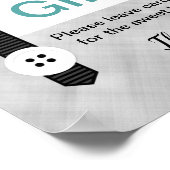 男の赤ちゃんシャワーカードとギフトのサインはミントグレー ポスター (角)