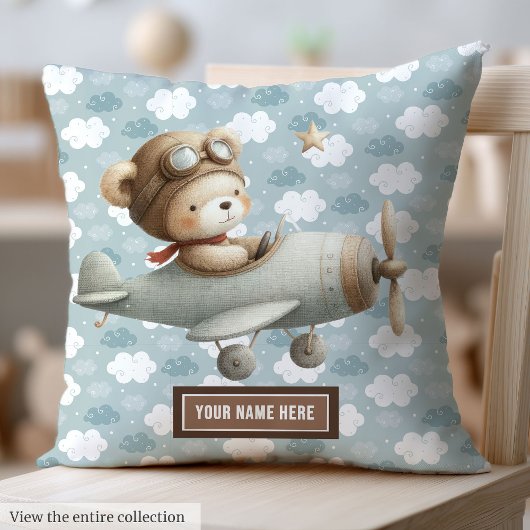 男の赤ちゃんシャワーギフトアイディアテディベアパイロット枕 クッション