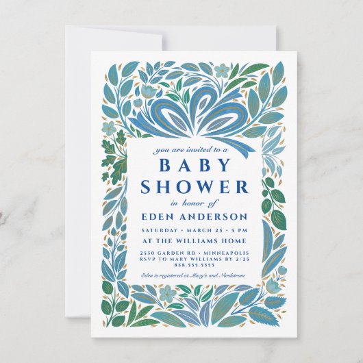 男の赤ちゃんシャワーギフト 招待状 (正面)