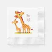 男の赤ちゃんシャワーグリアフェペーパーナプキン 縁ありカクテルナプキン (正面)