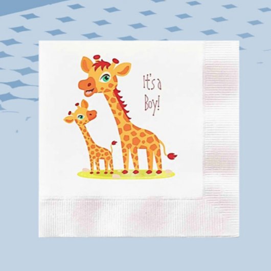 男の赤ちゃんシャワーグリアフェペーパーナプキン 縁ありカクテルナプキン