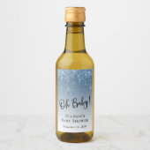 男の赤ちゃんシャワーグリッターブルーパーソナライズされた ワインラベル (正面)