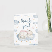 男の赤ちゃんシャワーサンキューカード – 眠っている象 サンキューカード (正面)