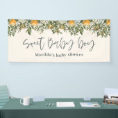 男の赤ちゃんシャワーシトラスのオレンジ色の植物の葉 横断幕 (トレードショー)