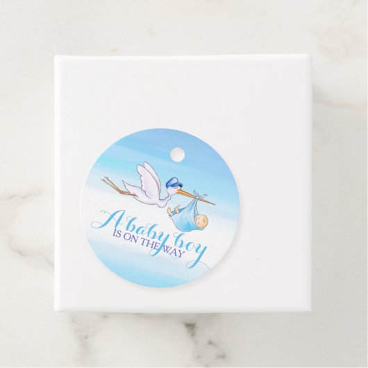 男の赤ちゃんシャワーストークブルー感謝していウォーターカラー フェイバータグ (インサイチュ)