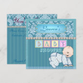 男の赤ちゃんシャワーダマスク招待状 招待状 (正面/裏面)