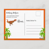 男の赤ちゃんシャワーバイメール轟音ジャングル恐竜 ポストカード (裏面)