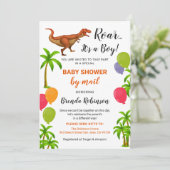 男の赤ちゃんシャワーバイメール轟音ジャングル恐竜 招待状 (スタンド正面)