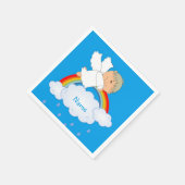 男の赤ちゃんシャワーバースデーパーティーかわいい天使 スタンダードカクテルナプキン (角)