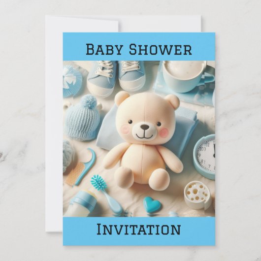 男の赤ちゃんシャワーフラット招待状 シーズンカード (正面)