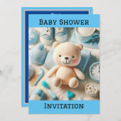 男の赤ちゃんシャワーフラット招待状 シーズンカード (正面/裏面)