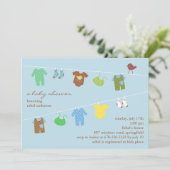 男の赤ちゃんシャワーフラット招待状 招待状 (スタンド正面)