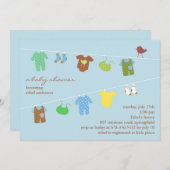 男の赤ちゃんシャワーフラット招待状 招待状 (正面/裏面)
