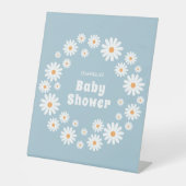 男の赤ちゃんシャワーフラワーパワーデイジーリースブルー 台座サイン (正面)