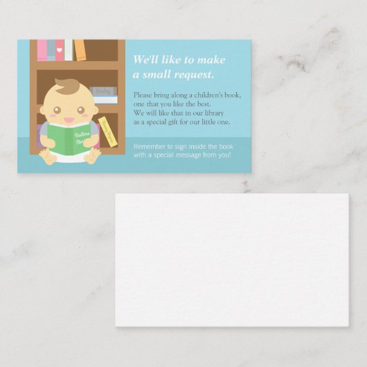 男の赤ちゃんシャワーブック挿入リクエストカード エンクロージャーカード (正面/裏面)