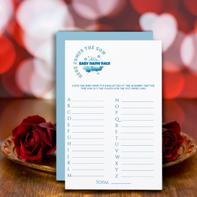 男の赤ちゃんシャワーブルーウォーターカラーゲーム文房具 (クリエイターアップロード済み)