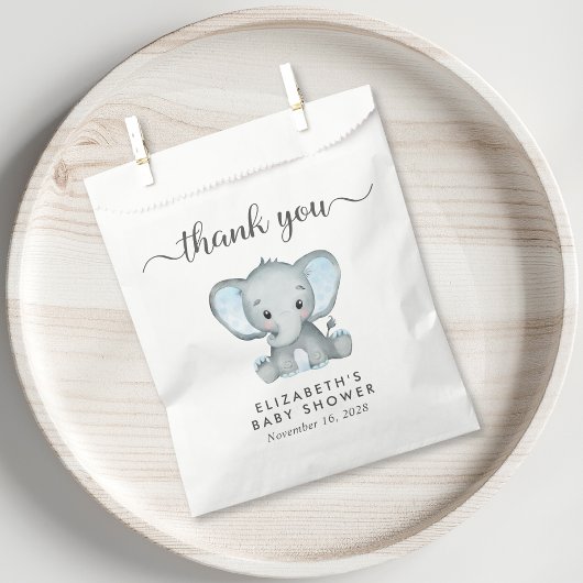 男の赤ちゃんシャワーブルーエレファントサンキュー フェイバーバッグ