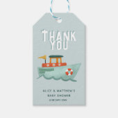 男の赤ちゃんシャワーブルー航海のギフトラベル ギフトタグ (正面)