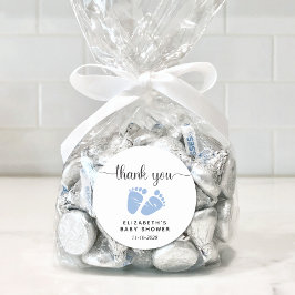 男の赤ちゃんシャワーブルー足ありがとう ラウンドシール