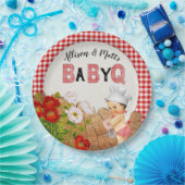 男の赤ちゃんシャワーレッドジンガムベビーQバーベキュー ペーパープレート (パーティー)