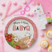 男の赤ちゃんシャワーレッドジンガムベビーQバーベキュー ペーパープレート (パーティー)