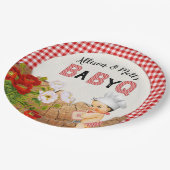 男の赤ちゃんシャワーレッドジンガムベビーQバーベキュー ペーパープレート (アングル)