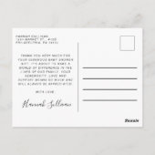 男の赤ちゃんシャワーレトロキャリッジブルー金ゴールドありがとう ポストカード (裏面)