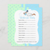 男の赤ちゃんシャワー付きコウノトリ – ウィッシュ (正面/裏面)