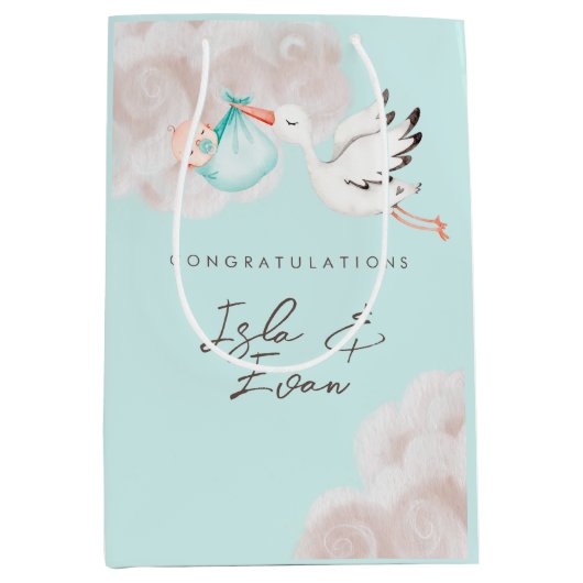 男の赤ちゃんシャワー抱き枕 ミディアムペーパーバッグ (正面)