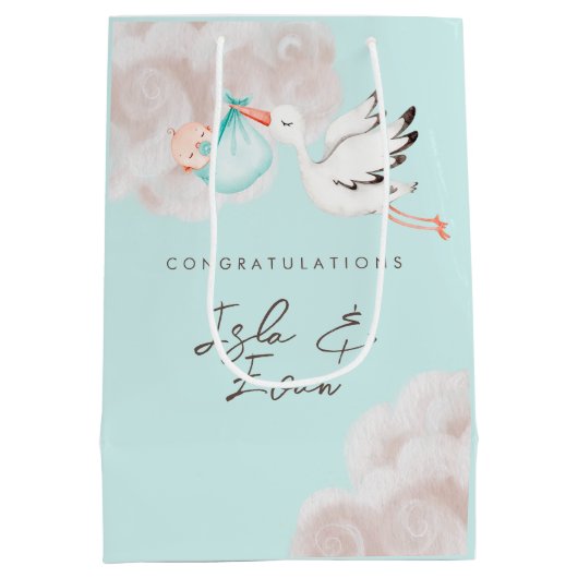 男の赤ちゃんシャワー抱き枕 ミディアムペーパーバッグ (裏面)