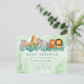 男の赤ちゃんシャワー招待可愛い動物 ポストカード (スタンド正面)