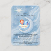 男の赤ちゃんシャワー招待状ムーンライトスターウォーターカラー エンクロージャーカード (正面)