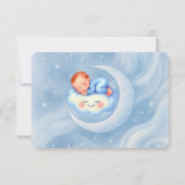 男の赤ちゃんシャワー招待状ムーンライトスターウォーターカラー サンキューカード (裏面)