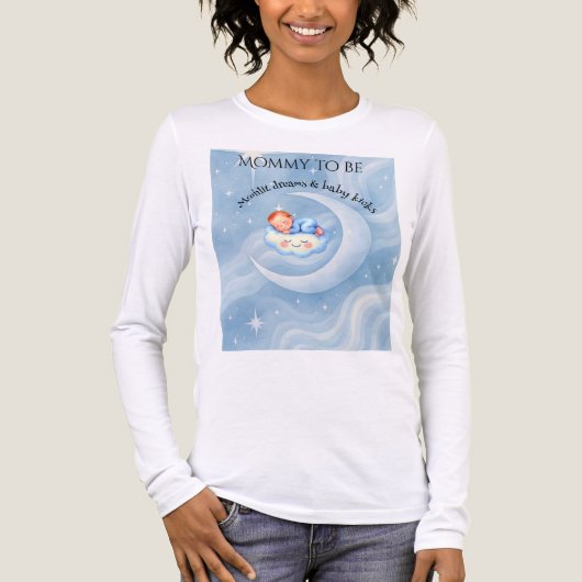 男の赤ちゃんシャワー招待状ムーンライトスターウォーターカラー トライブレンドＴシャツ (正面)