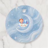 男の赤ちゃんシャワー招待状ムーンライトスターウォーターカラー フェイバータグ (裏面)