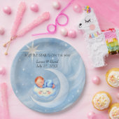 男の赤ちゃんシャワー招待状ムーンライトスターウォーターカラー ペーパープレート (パーティー)