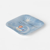 男の赤ちゃんシャワー招待状ムーンライトスターウォーターカラー ペーパープレート (傾斜あり)