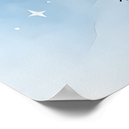 男の赤ちゃんシャワー招待状ムーンライトスターウォーターカラー ポスター (角)